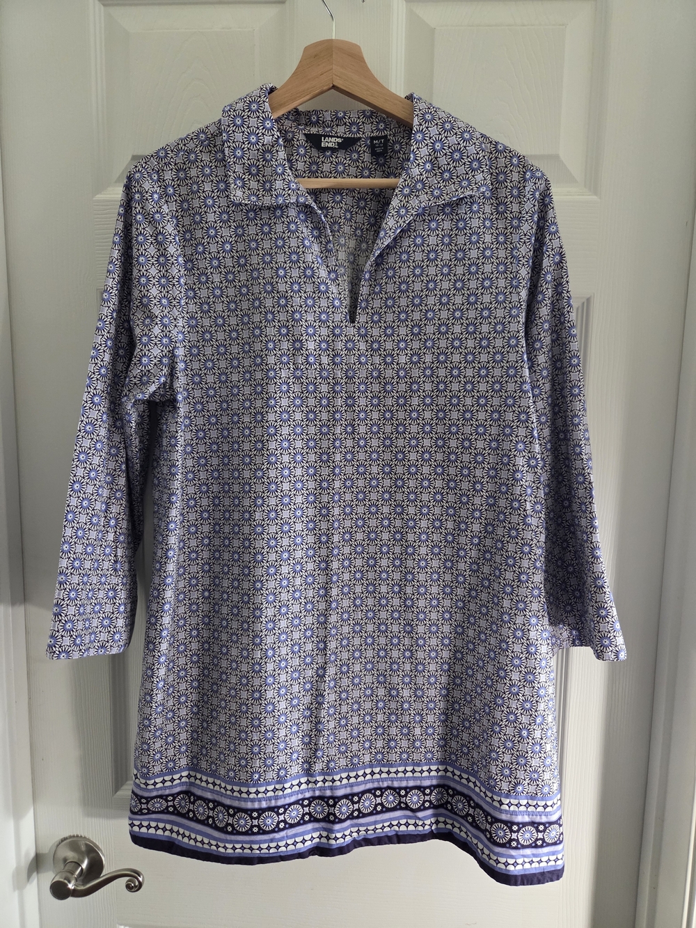 Lands' End Blue Patterned Women's Tunic Shirt